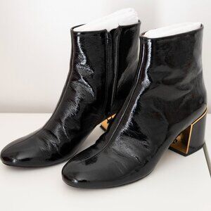 Tory Burch Juliana 65mm Patent Leather Booties - Perfect Black - Size 7.5